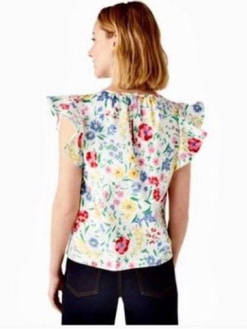 Kate Spade New York New England Floral Flutter-Sleeve Top Size XS